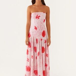 SEEKING NOT FOR SALE Peppermayo Strapless Pink and Red Maxi Dress